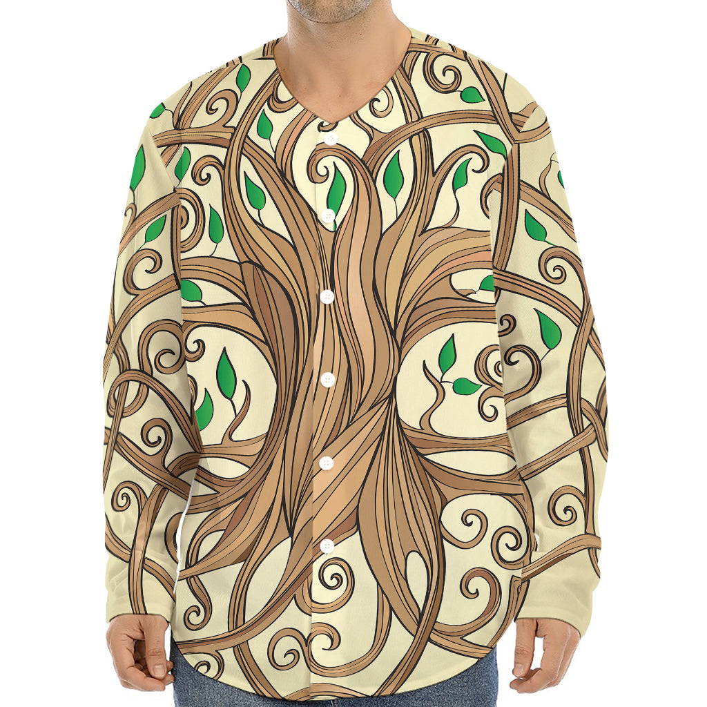 Tree Of Life Celtic Symbol Print Long Sleeve Baseball Jersey