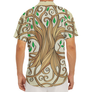 Tree Of Life Celtic Symbol Print Men's Deep V-Neck Shirt