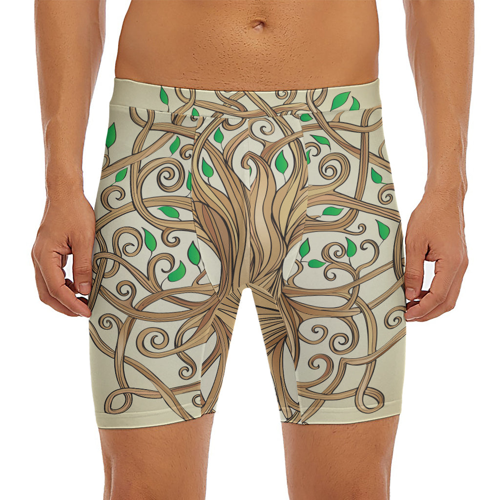 Tree Of Life Celtic Symbol Print Men's Long Boxer Briefs