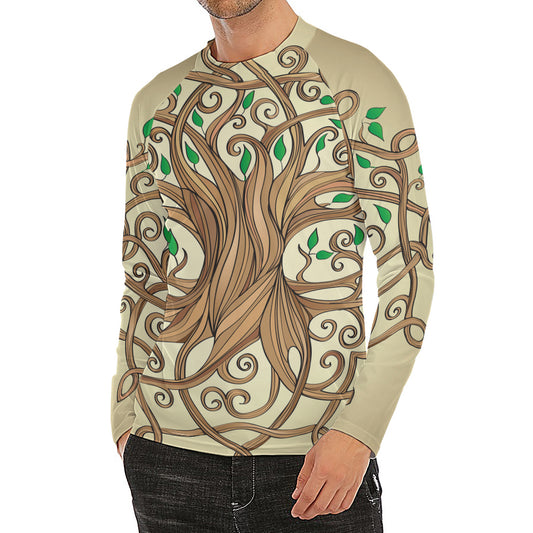 Tree Of Life Celtic Symbol Print Men's Long Sleeve Rash Guard