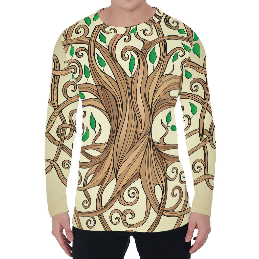 Tree Of Life Celtic Symbol Print Men's Long Sleeve T-Shirt