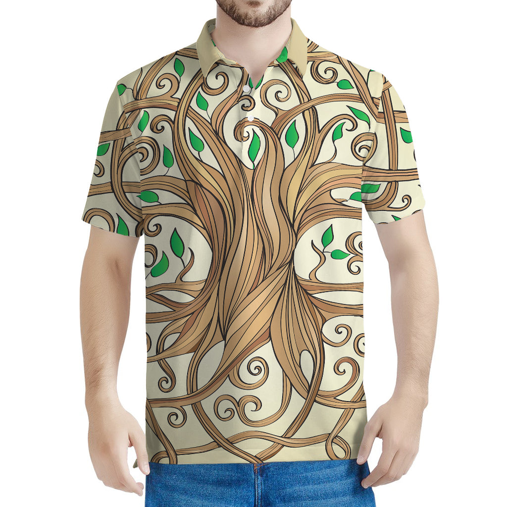 Tree Of Life Celtic Symbol Print Men's Polo Shirt