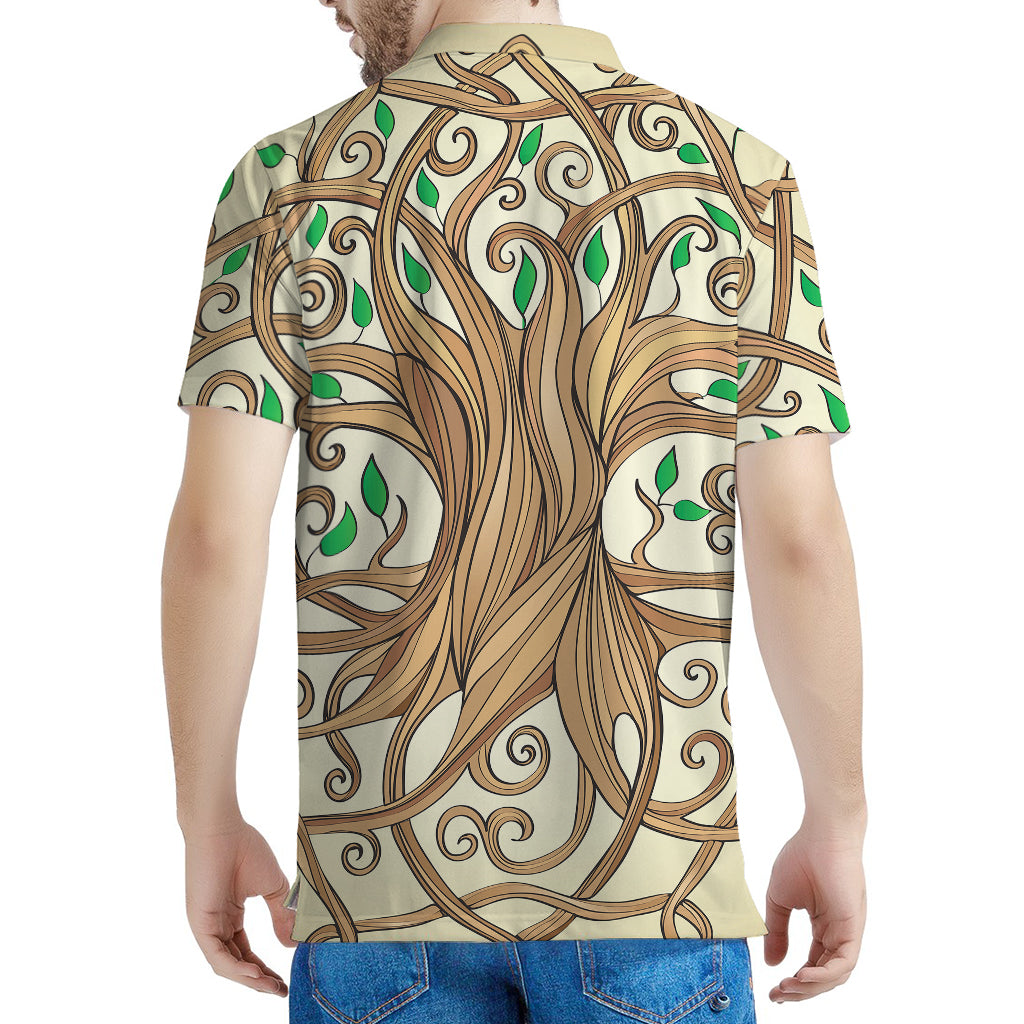 Tree Of Life Celtic Symbol Print Men's Polo Shirt