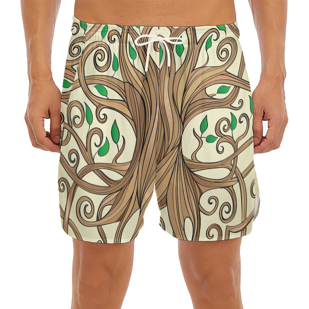 Tree Of Life Celtic Symbol Print Men's Split Running Shorts