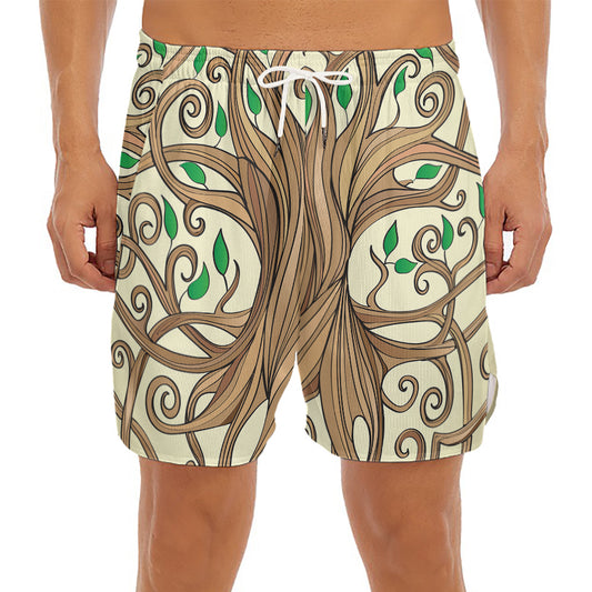 Tree Of Life Celtic Symbol Print Men's Split Running Shorts