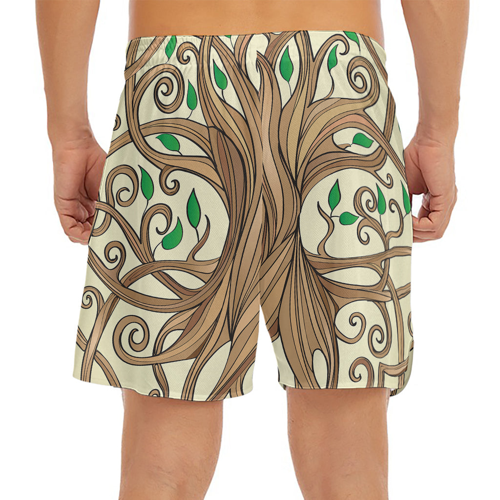 Tree Of Life Celtic Symbol Print Men's Split Running Shorts