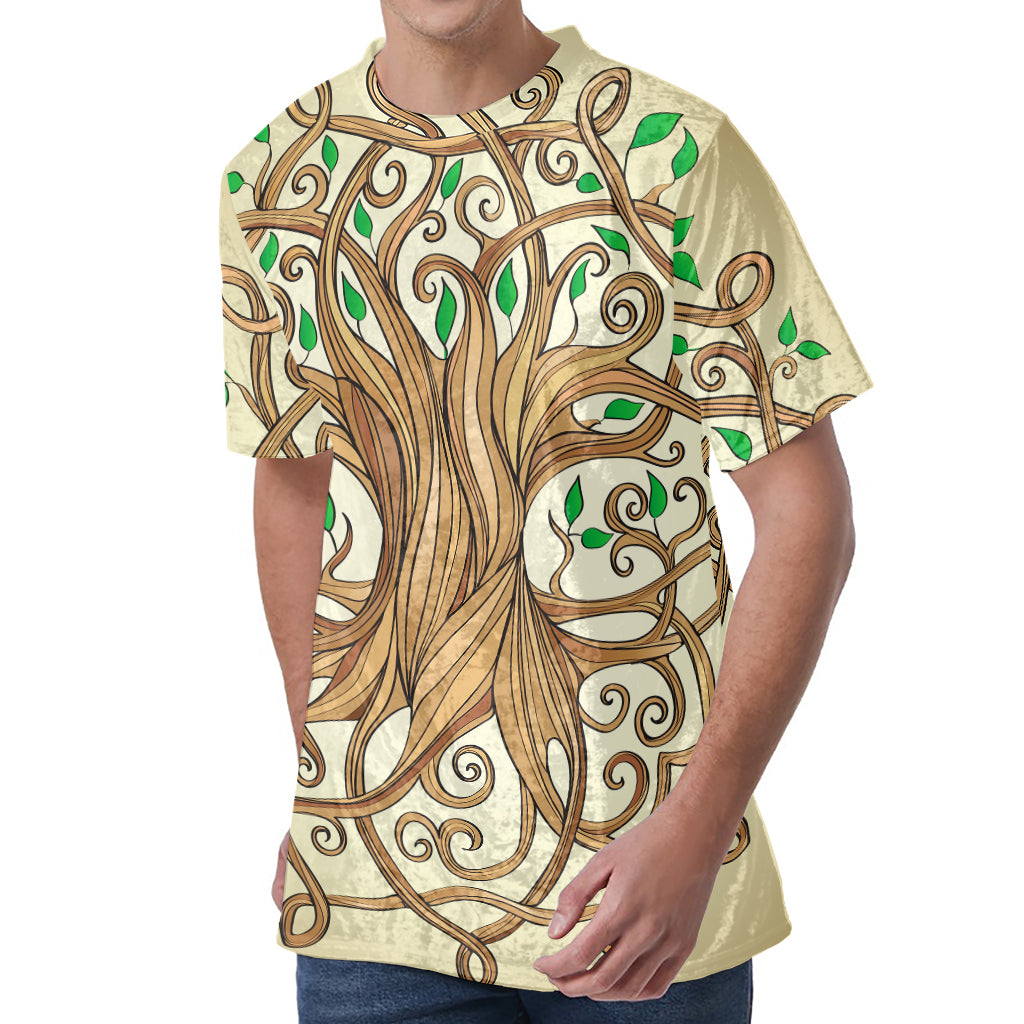 Tree Of Life Celtic Symbol Print Men's Velvet T-Shirt