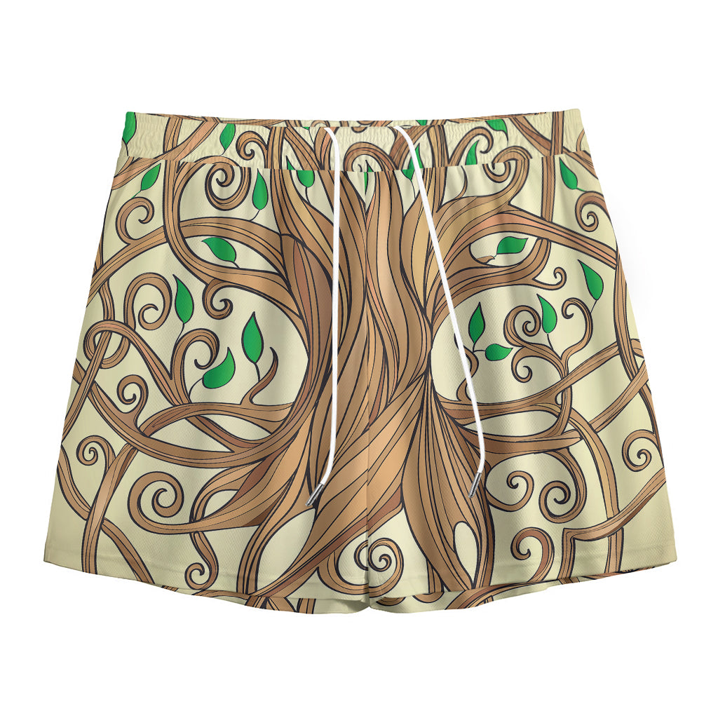 Tree Of Life Celtic Symbol Print Mesh Shorts
