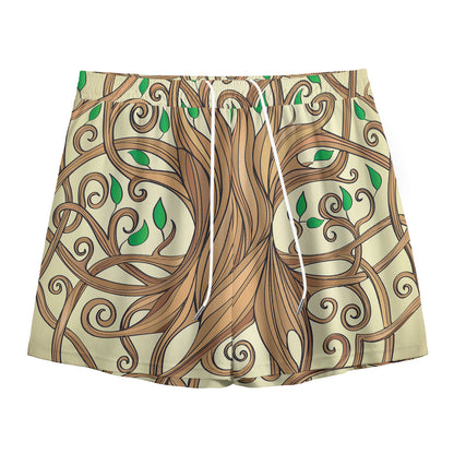 Tree Of Life Celtic Symbol Print Mesh Shorts