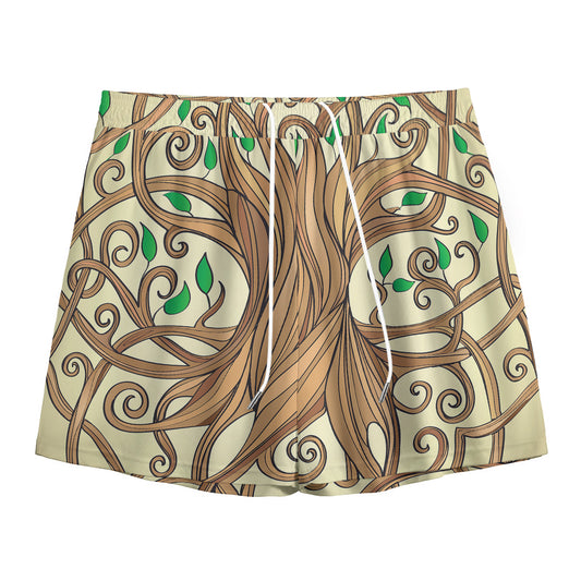 Tree Of Life Celtic Symbol Print Mesh Shorts
