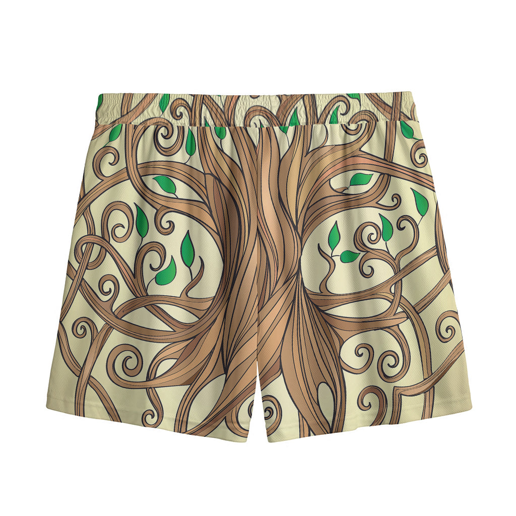 Tree Of Life Celtic Symbol Print Mesh Shorts