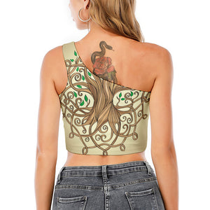 Tree Of Life Celtic Symbol Print One Shoulder Crop Top