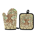 Tree Of Life Celtic Symbol Print Oven Mitt And Pot Holder Set