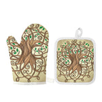 Tree Of Life Celtic Symbol Print Oven Mitt And Pot Holder Set