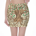 Tree Of Life Celtic Symbol Print Pencil Mini Skirt