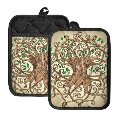 Tree Of Life Celtic Symbol Print Pot Holders With Pocket