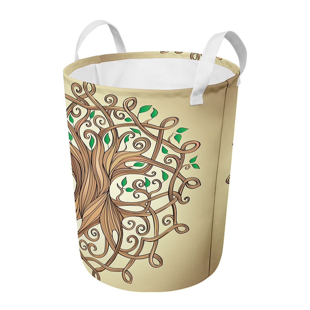 Tree Of Life Celtic Symbol Print Round Laundry Basket