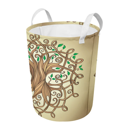 Tree Of Life Celtic Symbol Print Round Laundry Basket