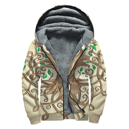 Tree Of Life Celtic Symbol Print Sherpa Lined Zip Up Hoodie