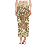 Tree Of Life Celtic Symbol Print Side Slit Maxi Skirt