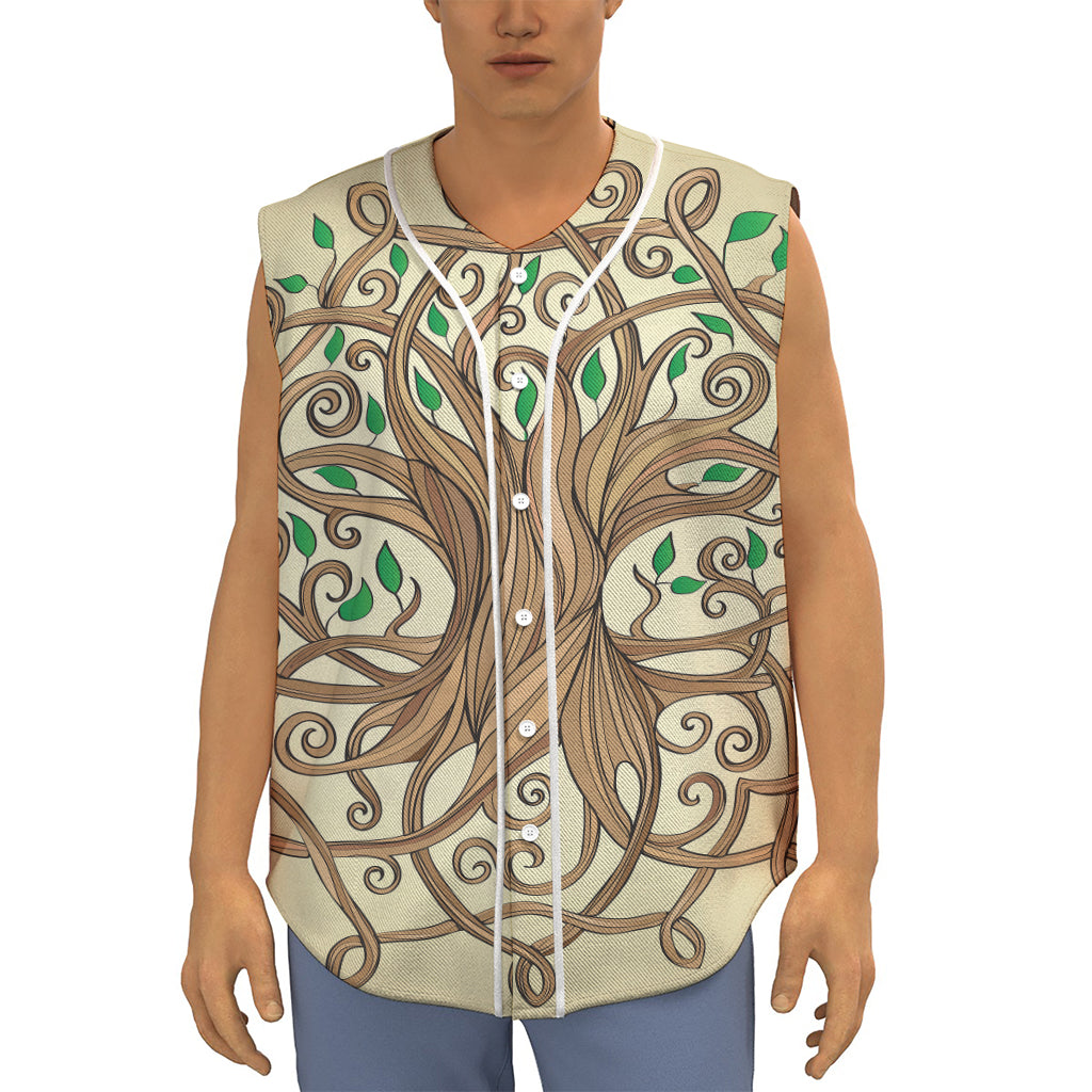 Tree Of Life Celtic Symbol Print Sleeveless Baseball Jersey