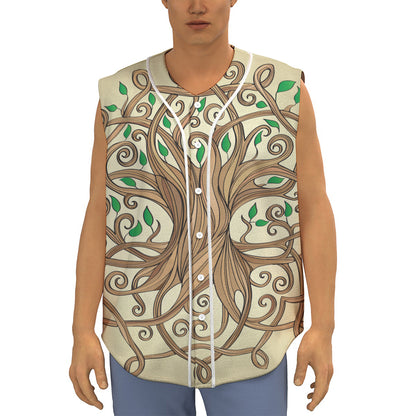 Tree Of Life Celtic Symbol Print Sleeveless Baseball Jersey