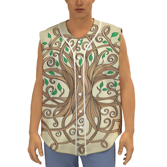Tree Of Life Celtic Symbol Print Sleeveless Baseball Jersey