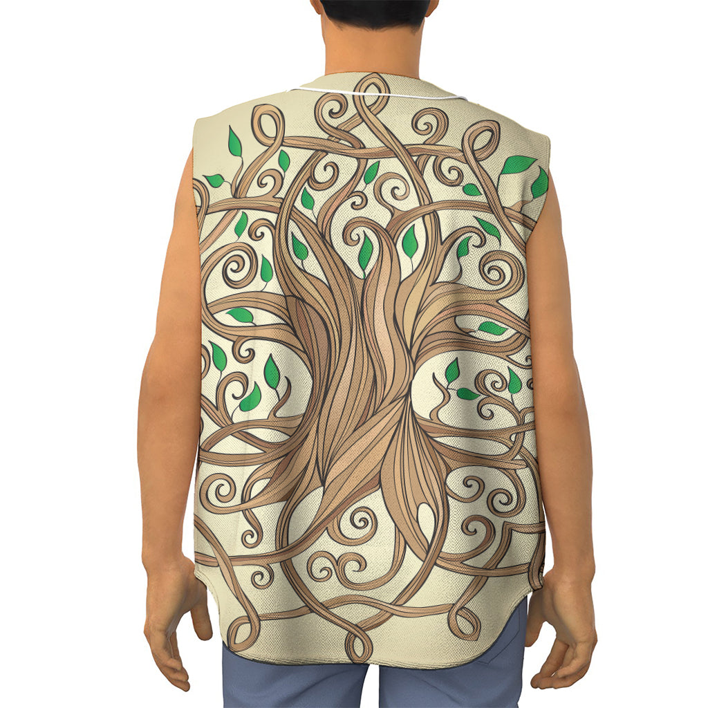 Tree Of Life Celtic Symbol Print Sleeveless Baseball Jersey