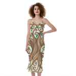 Tree Of Life Celtic Symbol Print Slim Fit Midi Cami Dress