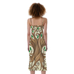 Tree Of Life Celtic Symbol Print Slim Fit Midi Cami Dress