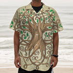 Tree Of Life Celtic Symbol Print Textured Short Sleeve Shirt