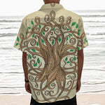 Tree Of Life Celtic Symbol Print Textured Short Sleeve Shirt