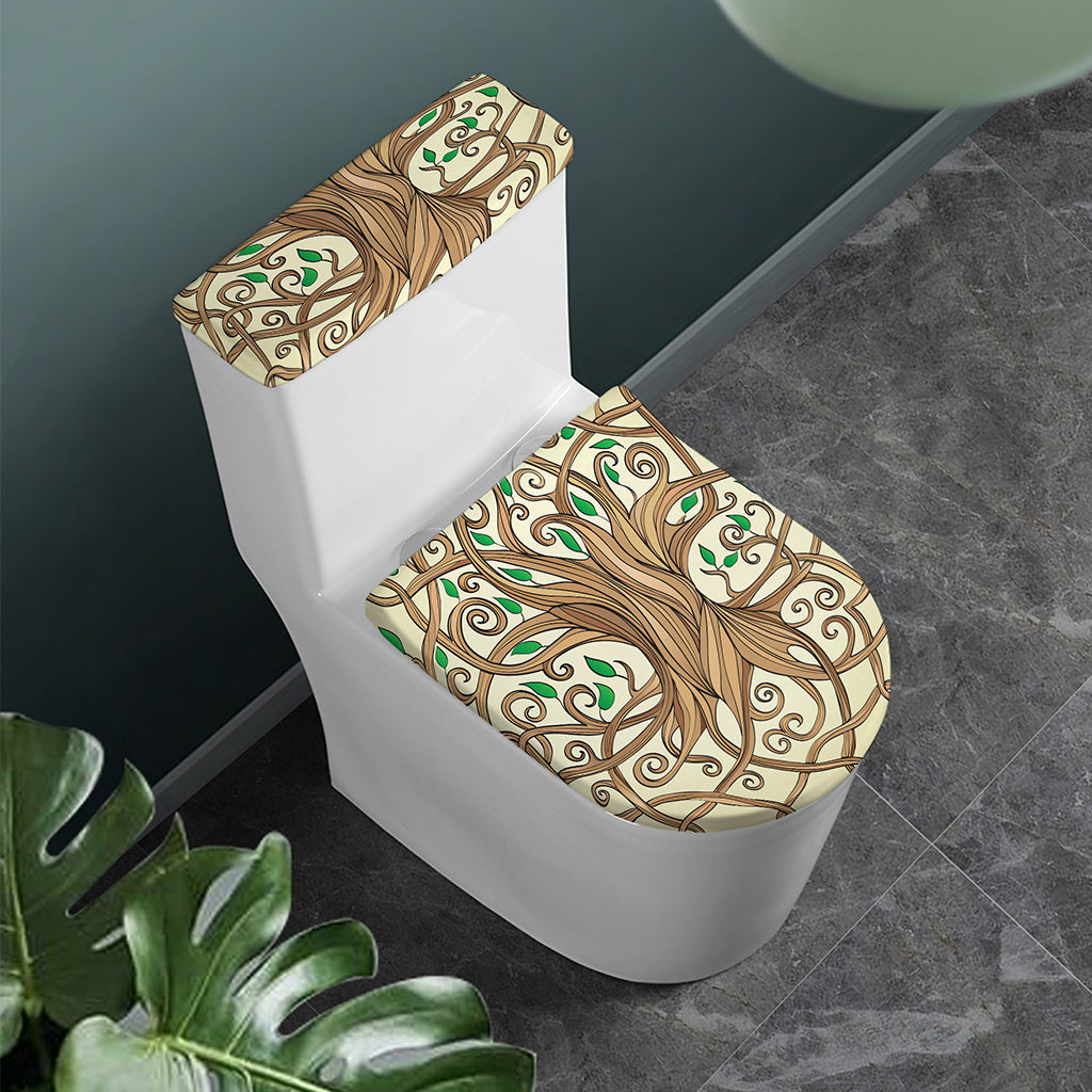 Tree Of Life Celtic Symbol Print Toilet Lid And Tank Cover Set