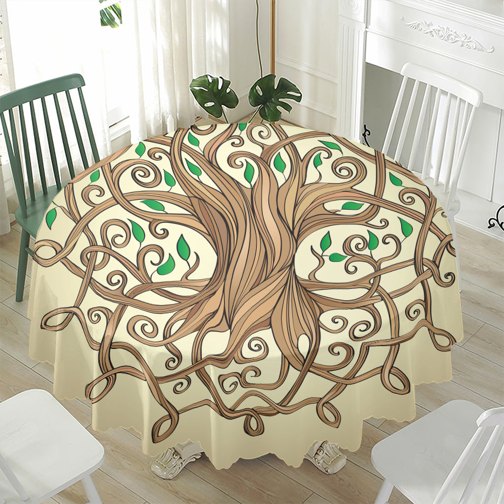 Tree Of Life Celtic Symbol Print Waterproof Round Tablecloth