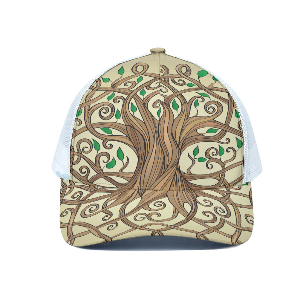 Tree Of Life Celtic Symbol Print White Mesh Trucker Cap