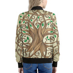 Tree Of Life Celtic Symbol Print Women's Bomber Jacket