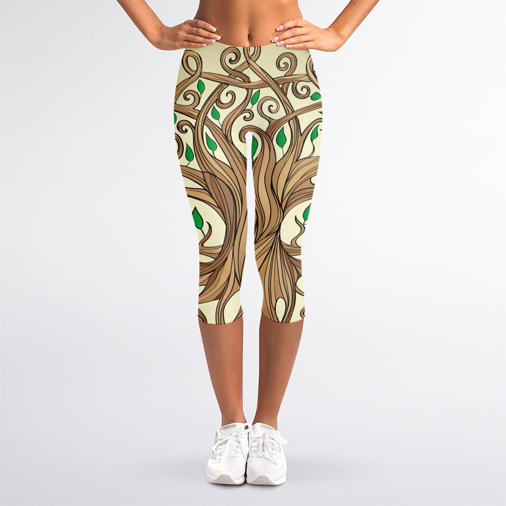 Tree Of Life Celtic Symbol Print Women's Capri Leggings