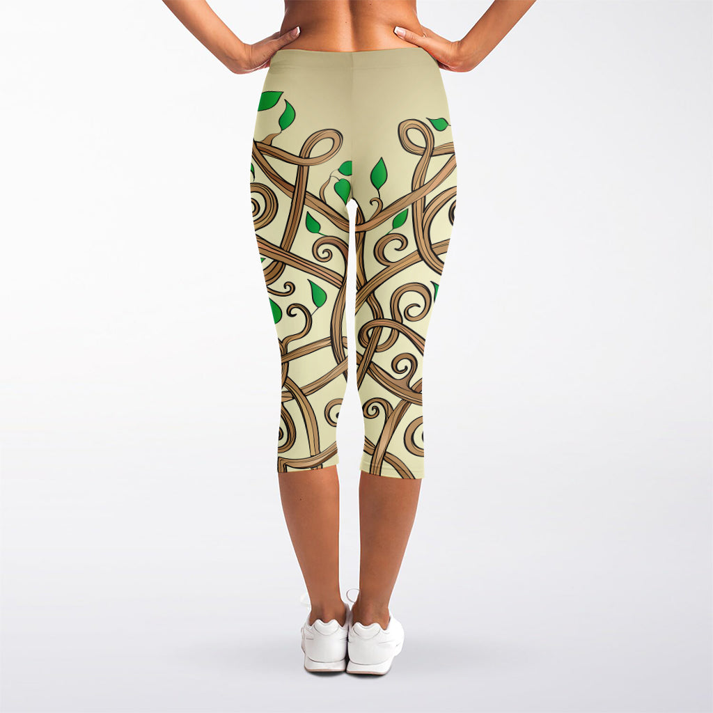 Tree Of Life Celtic Symbol Print Women's Capri Leggings