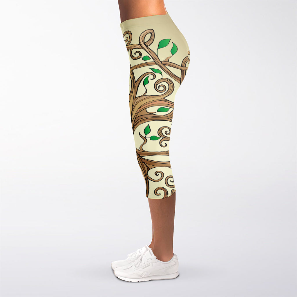 Tree Of Life Celtic Symbol Print Women's Capri Leggings