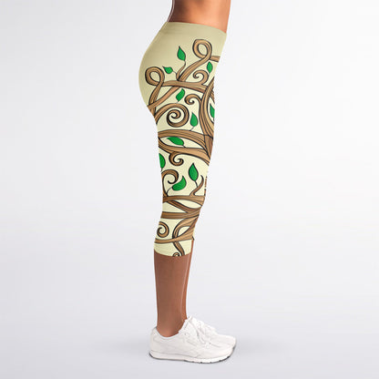 Tree Of Life Celtic Symbol Print Women's Capri Leggings