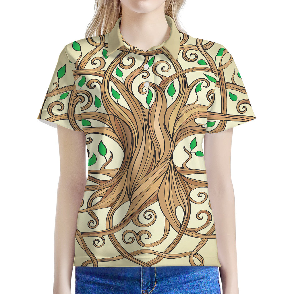 Tree Of Life Celtic Symbol Print Women's Polo Shirt