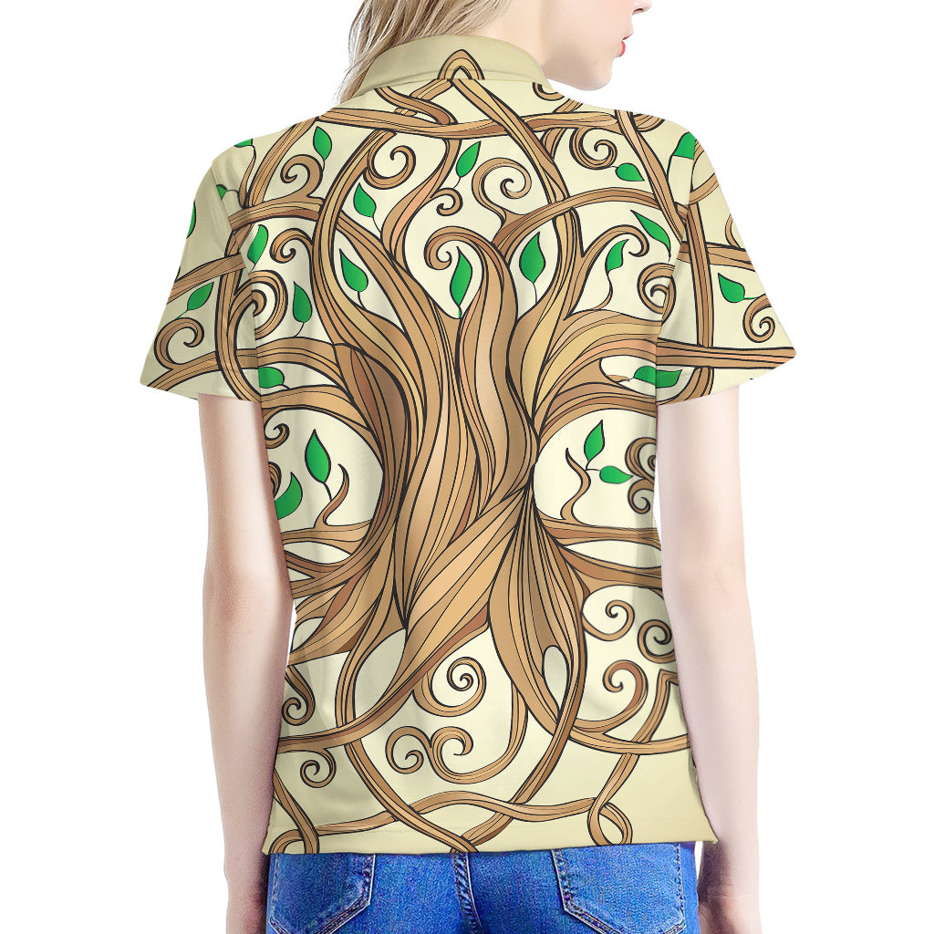 Tree Of Life Celtic Symbol Print Women's Polo Shirt