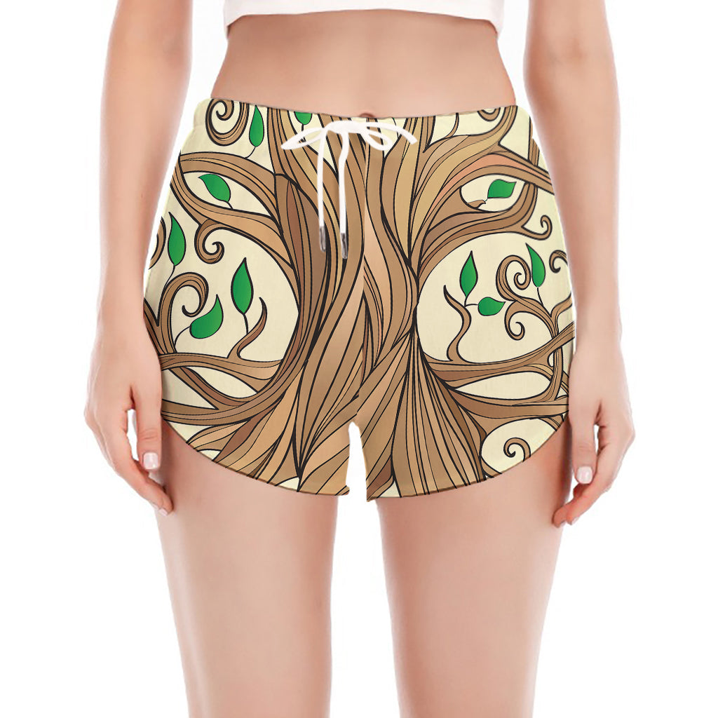 Tree Of Life Celtic Symbol Print Women's Split Running Shorts
