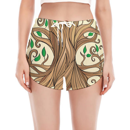 Tree Of Life Celtic Symbol Print Women's Split Running Shorts