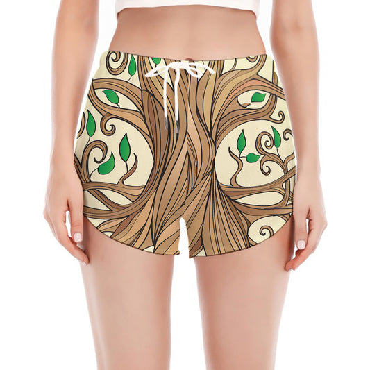Tree Of Life Celtic Symbol Print Women's Split Running Shorts