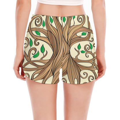 Tree Of Life Celtic Symbol Print Women's Split Running Shorts