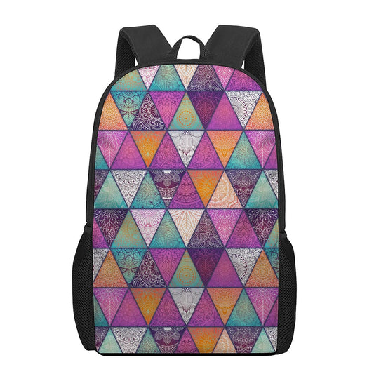 Triangle Bohemian Mandala Pattern Print 17 Inch Backpack