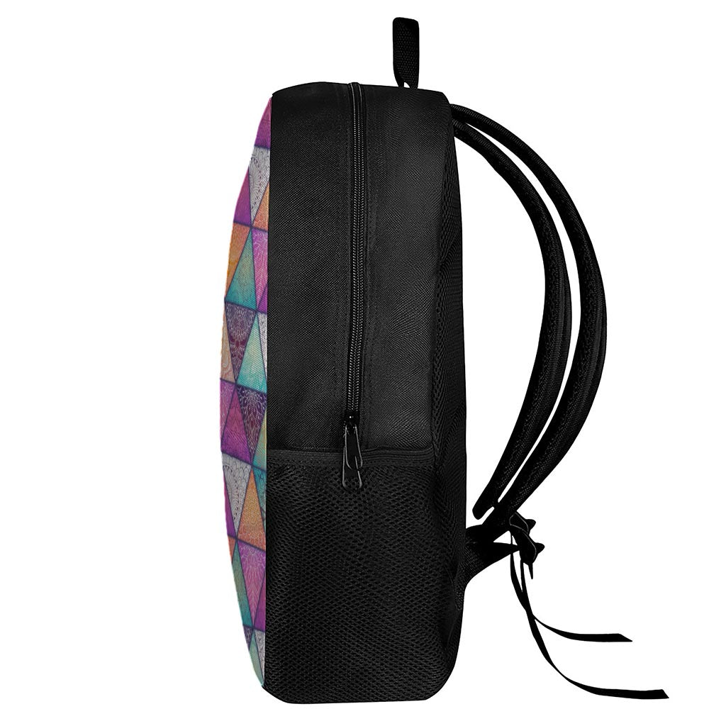 Triangle Bohemian Mandala Pattern Print 17 Inch Backpack