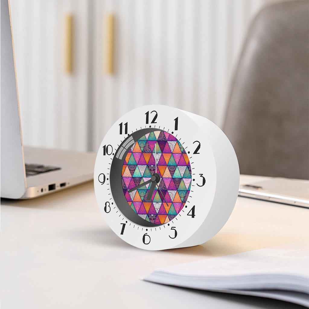 Triangle Bohemian Mandala Pattern Print Alarm Clock