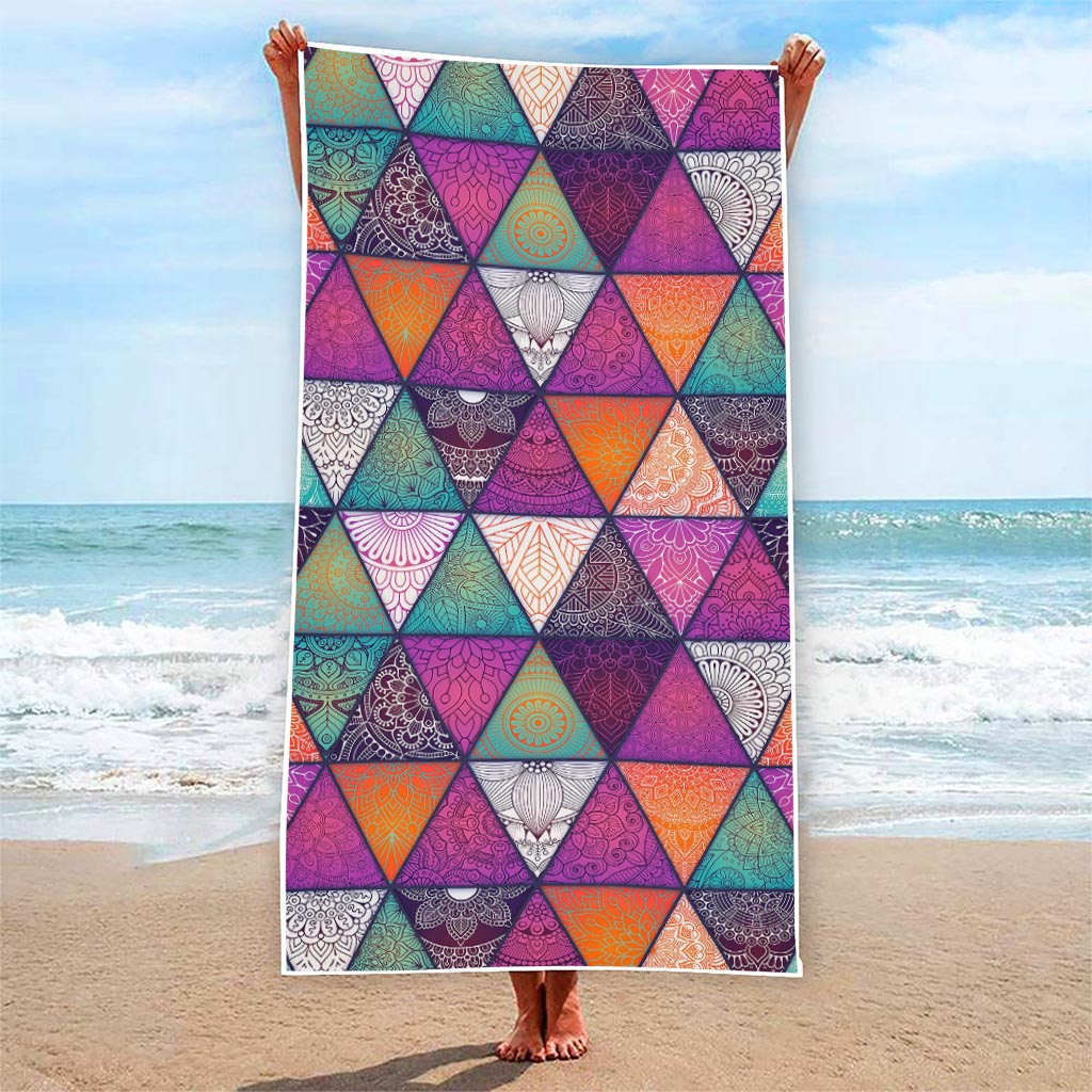 Triangle Bohemian Mandala Pattern Print Beach Towel